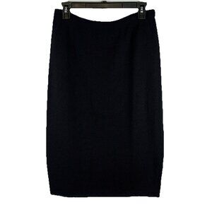 Steve Fabrikant Sz M Black Skirt Wool Blend Midi Straight Pencil Santana Knit